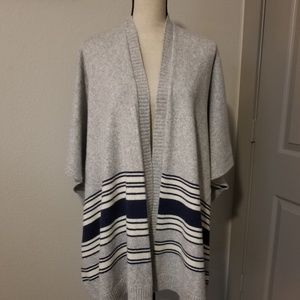 Heather grey and blue poncho